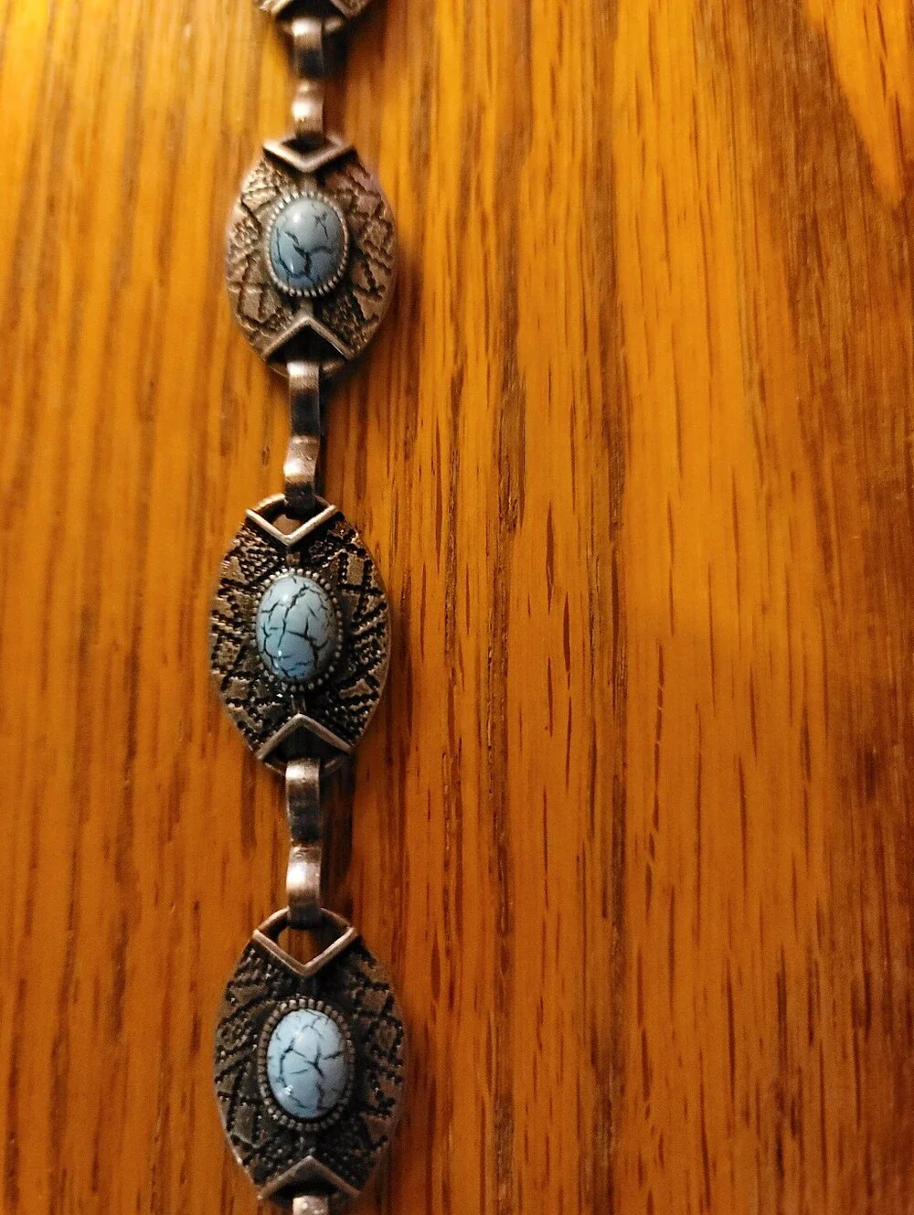 Silver-tone Faux Turquoise Chain Belt